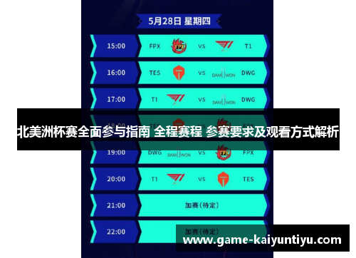 北美洲杯赛全面参与指南 全程赛程 参赛要求及观看方式解析